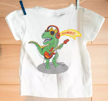 Baby t-skjorte dinosaur spiller gitar - Tenstickers