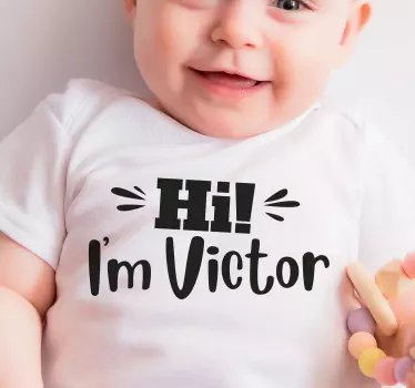 Baby t-skjorte hei baby victor - Tenstickers