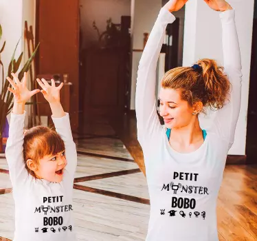 Baby t-skjorte lekne monstre familie - Tenstickers