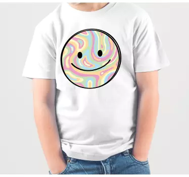 Baby t-skjorte med smilende fargerik ansikt - Tenstickers