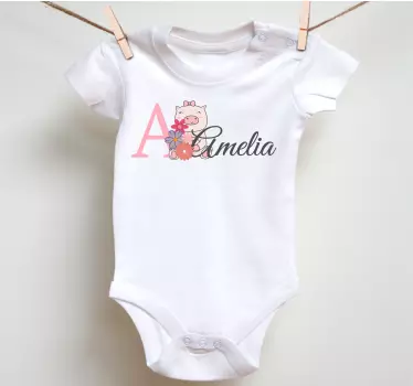 Baby t-skjorte søt gris personlig outfit - Tenstickers