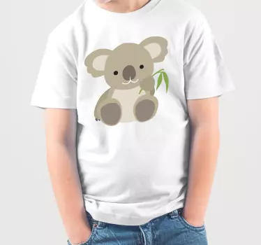 Baby t-skjorte søt koala med blad - Tenstickers