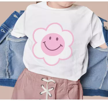 Blomst rosa og hvitt smilefjes baby t-skjorte - Tenstickers