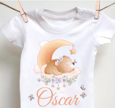 Cozy bear natt-tema baby t-skjorte - Tenstickers