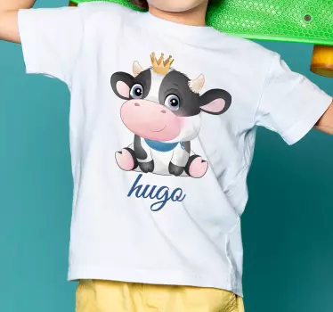Søt ku til gutt med navn baby t-skjorte - Tenstickers