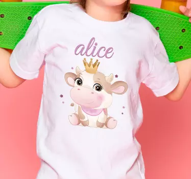 Søt ku til jente med navn baby t-skjorte - Tenstickers