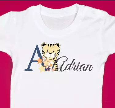 Søte dyr tiger med navn baby t-skjorte - Tenstickers