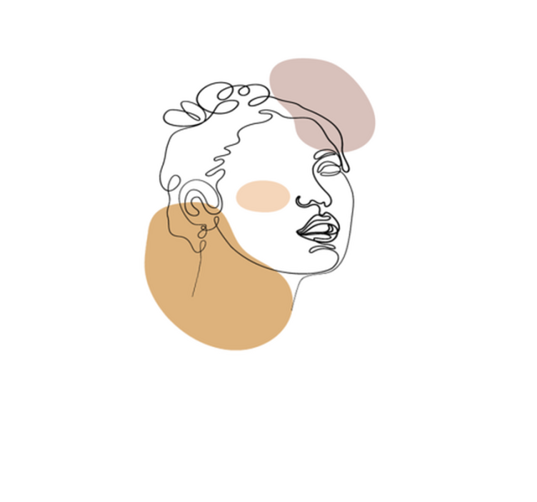 Abstrakt ansikt og sirkler vinyl teppe hvit - Tenstickers