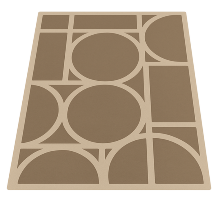 Beige geometrisk design Vinyl teppe firkant - Tenstickers