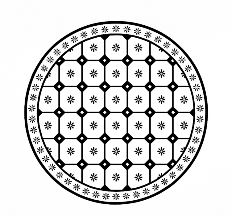 Svart-hvitt flisemønster vinyl teppe spiserom - Tenstickers