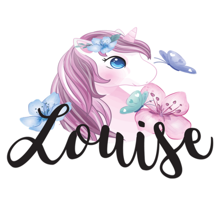 Vinyl teppe dyr stort øye enhjørning med sommerfugl - Tenstickers