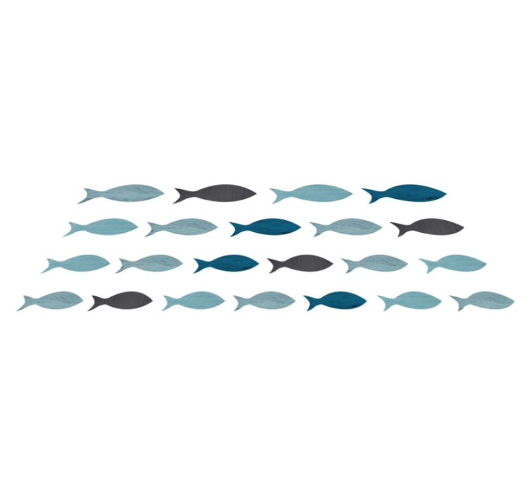 Vinyl teppe dyr blå fiskesilhuetter - Tenstickers