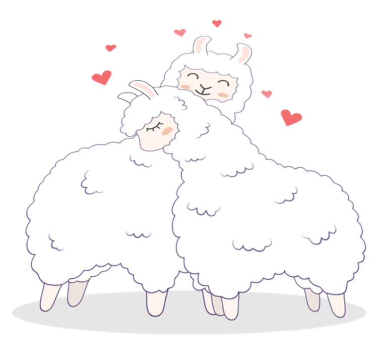 Vinyl teppe dyr kjærlige lamaer - Tenstickers