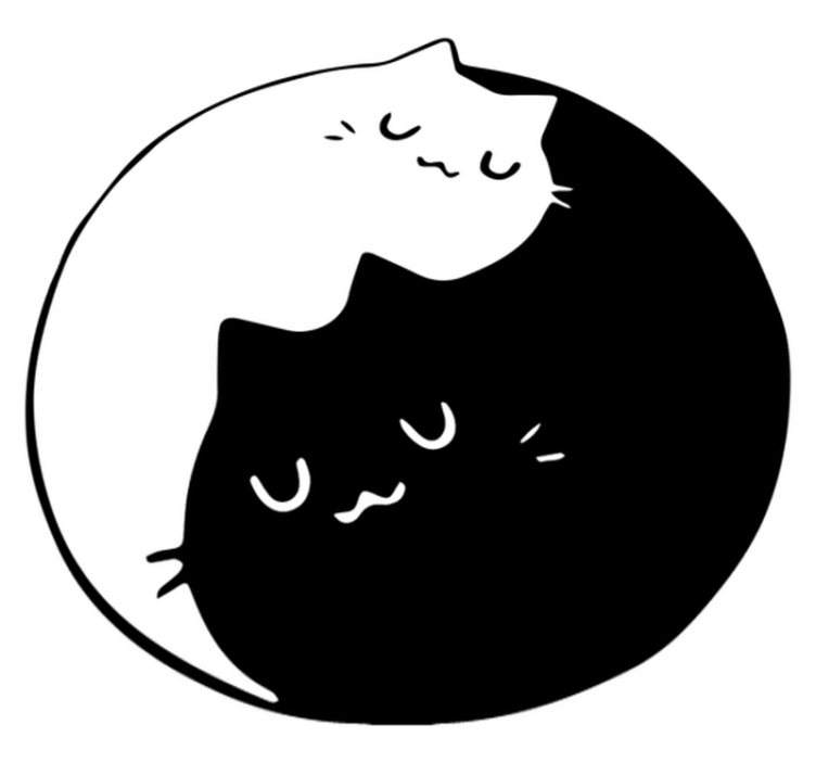 Vinyl teppe dyr yin yang katter - Tenstickers
