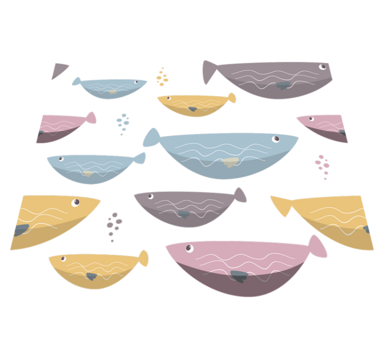 Vinyl teppe dyr fargede fisker til barn - Tenstickers