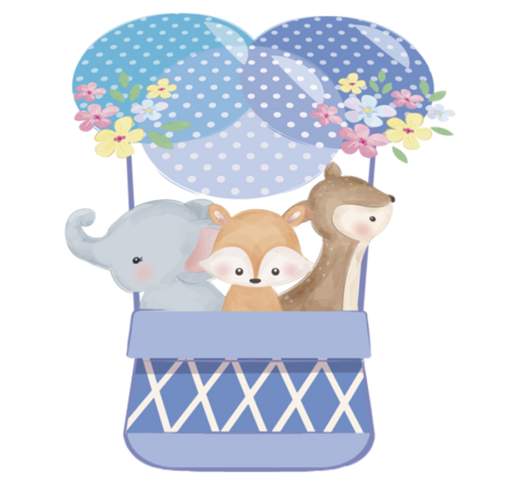 Vinyl teppe dyr akvarelldyr luftballong - Tenstickers