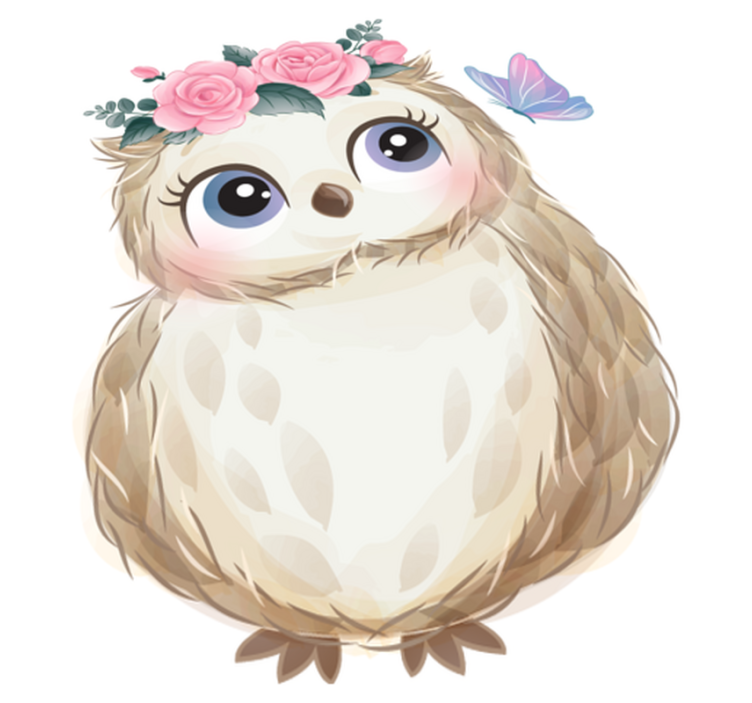 Vinyl teppe dyr babyugle og blomster - Tenstickers