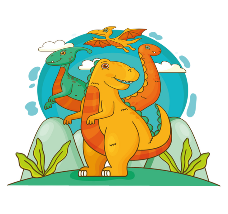 Vinyl teppe dyr dinosaurer i jungelen - Tenstickers