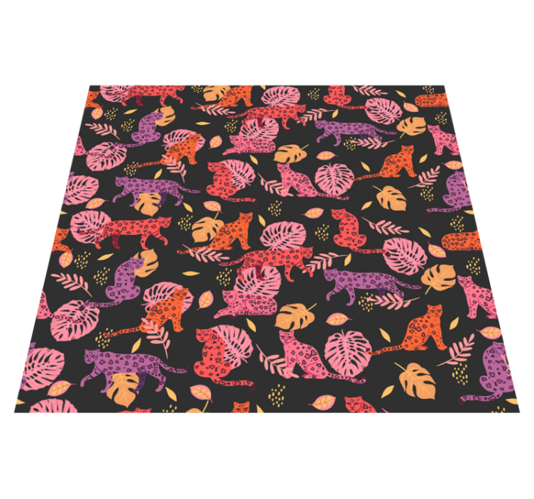 Vinyl teppe dyr tropisk og leopardstil - Tenstickers