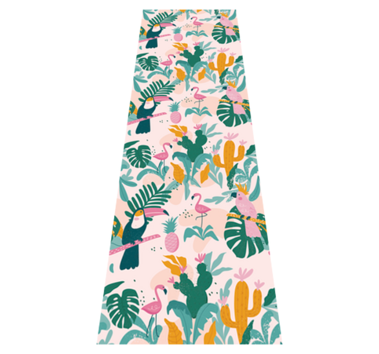 Vinyl teppe dyr grønne fugler på rosa bakgrunn - Tenstickers