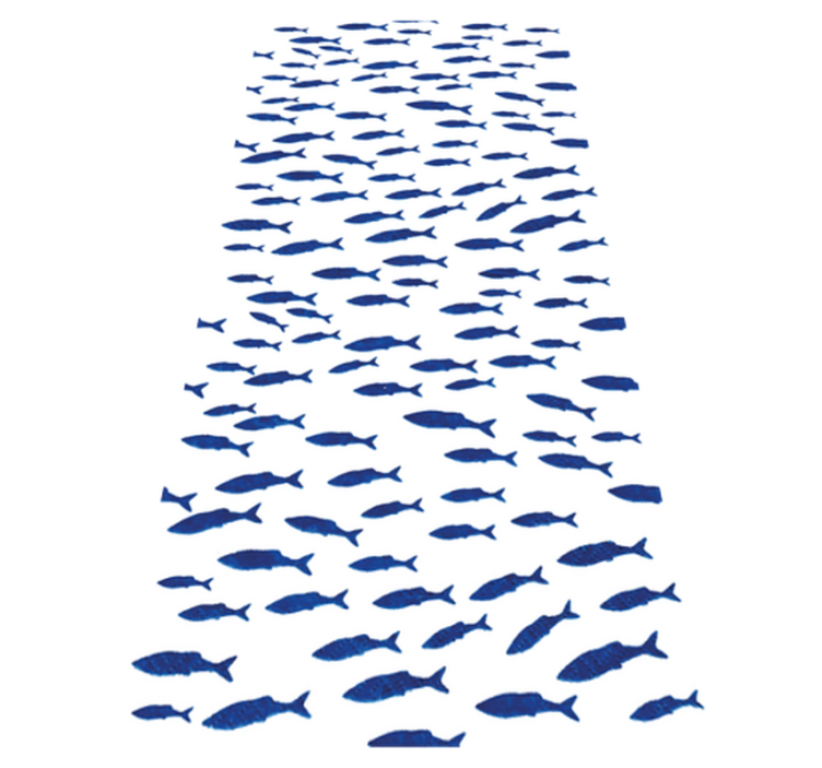 Vinyl teppe dyr blå fiskemønster - Tenstickers