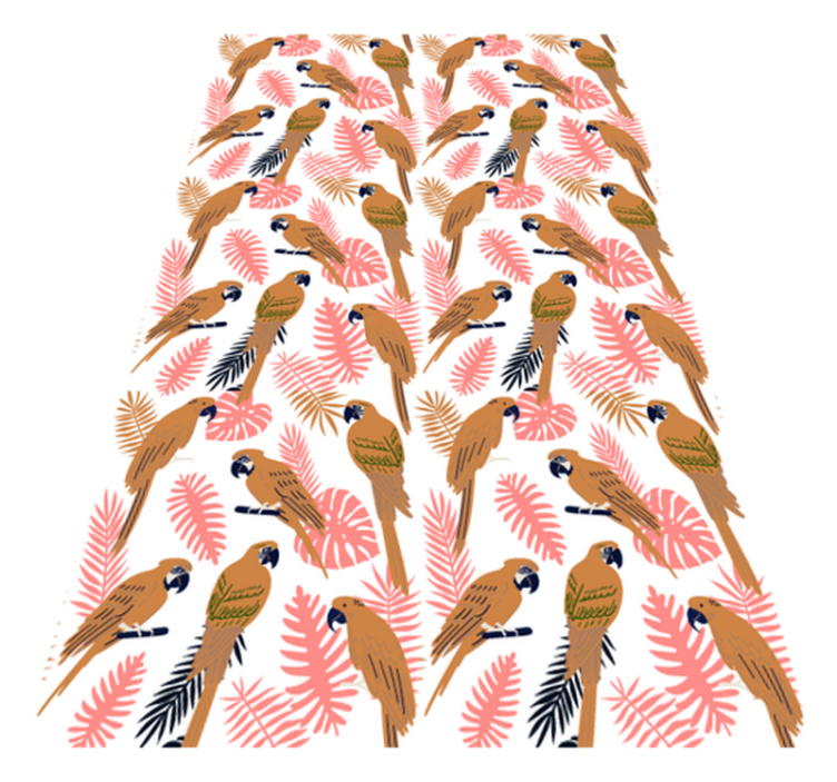 Vinyl teppe dyr oransje papegøyer med rosa blomster - Tenstickers