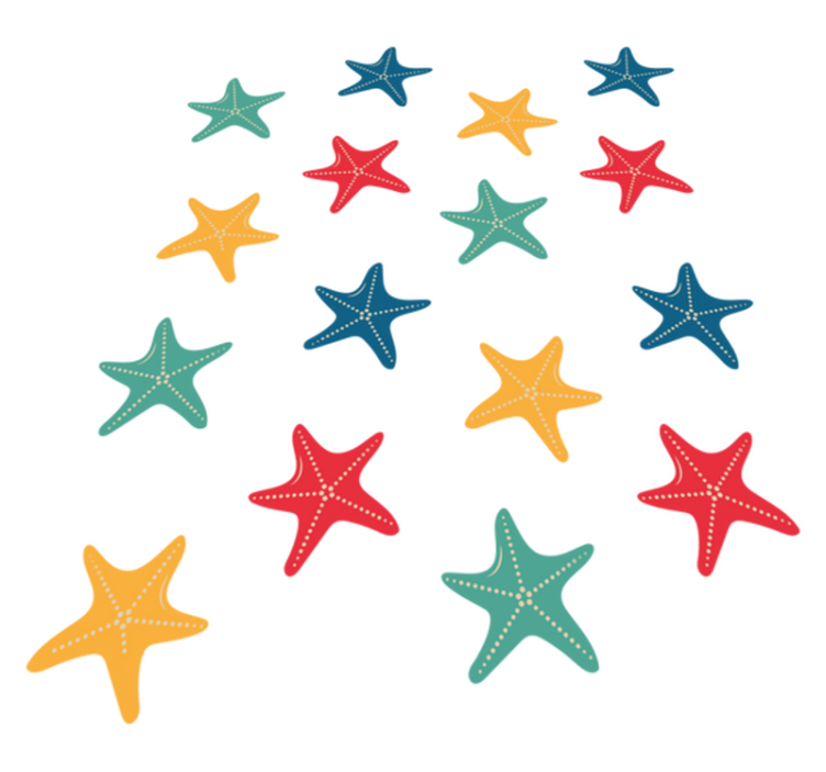 Vinyl teppe dyr fargerike sjøstjerner - Tenstickers