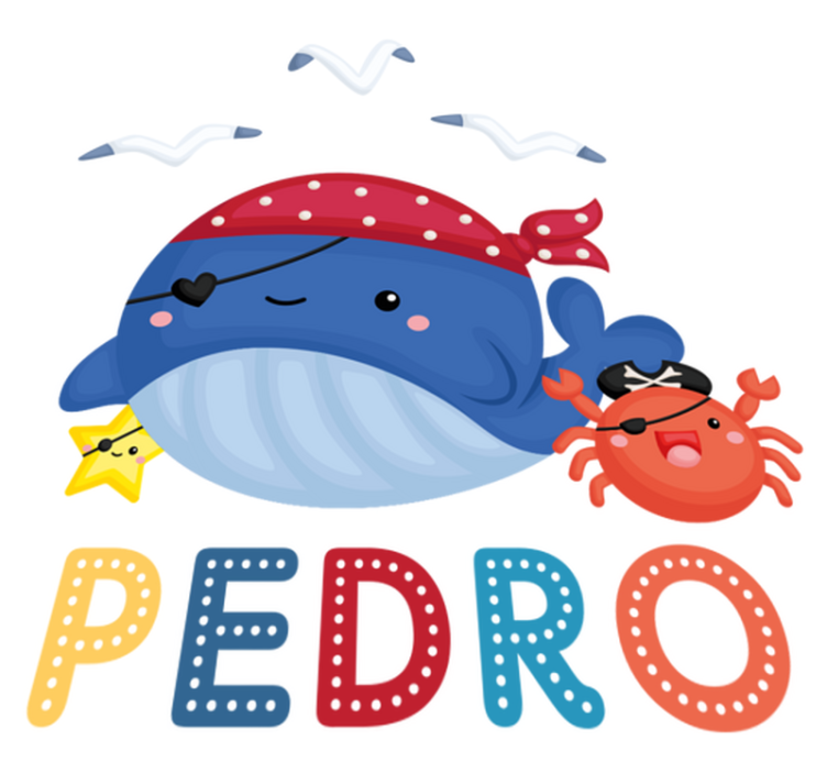 Vinyl teppe dyr søte pirat hvaler - Tenstickers