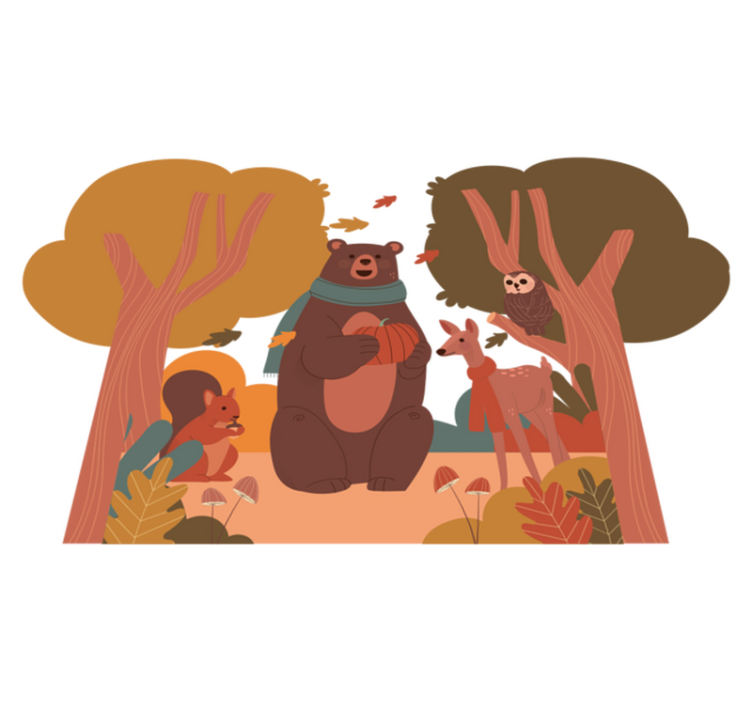 Vinyl teppe dyr høstskogskapninger - Tenstickers