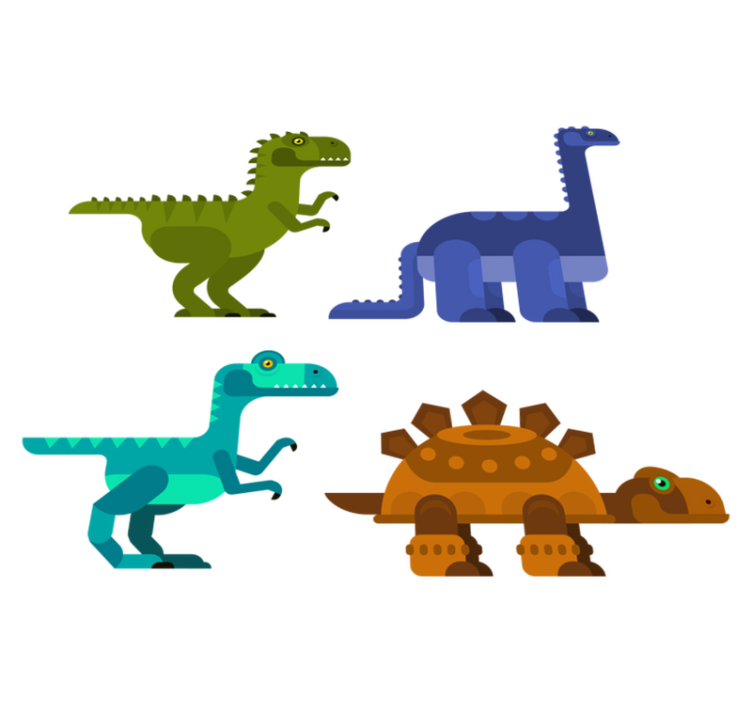 Vinyl teppe dyr fargerike bevegelige dinosaurer - Tenstickers