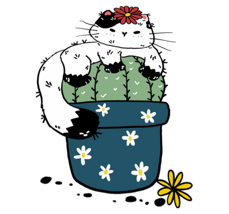 Vinyl teppe dyr leken katt kaktus - Tenstickers