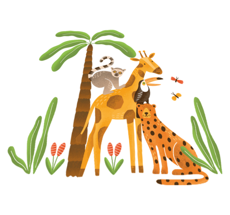 Vinyl teppe dyr eventyrlig jungelmiljø - Tenstickers