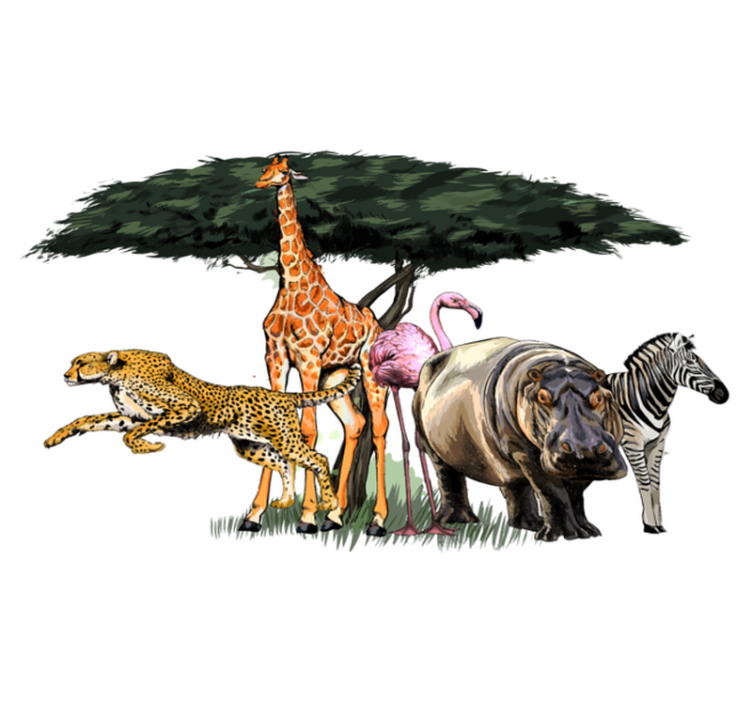 Vinyl teppe dyr giraffefamilie safari - Tenstickers