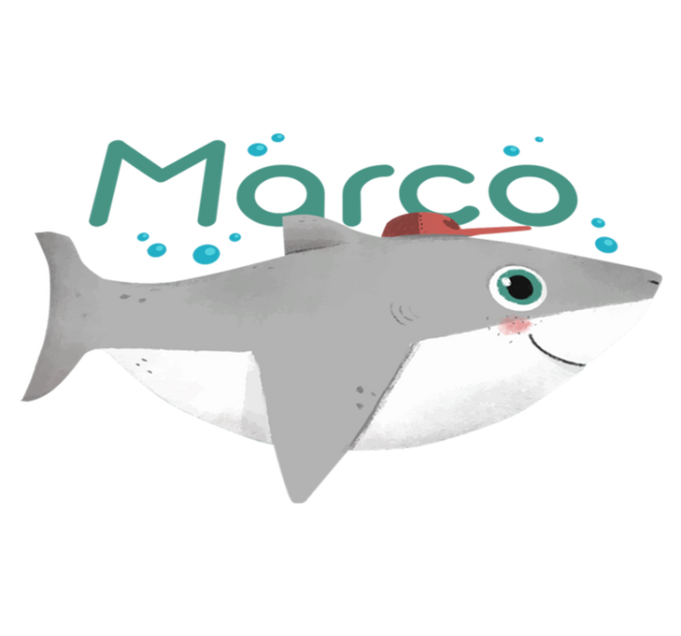 Vinyl teppe dyr baby hai med navn - Tenstickers