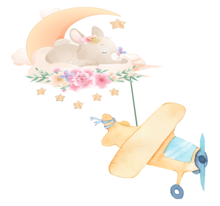 Vinyl teppe dyr kanin som sover på månen - Tenstickers