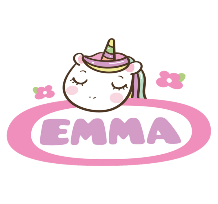 Vinyl teppe dyr fargerik navnelapp med enhjørning - Tenstickers