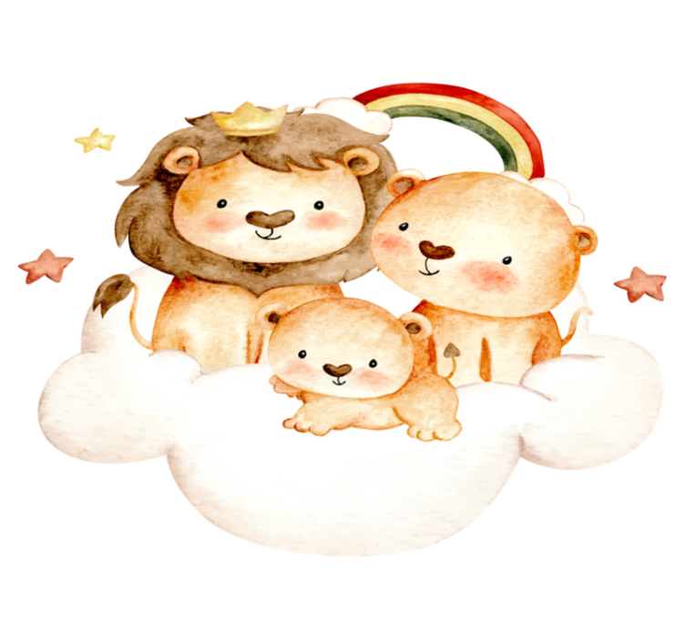 Vinyl teppe dyr baby dyr med stjerner og skyer - Tenstickers