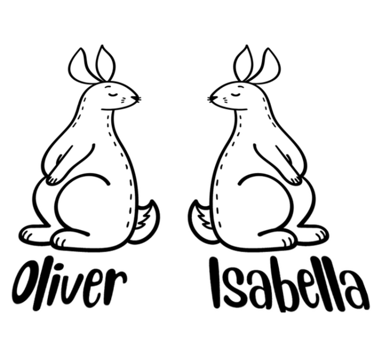 Vinyl teppe dyr personlige påskekaniner - Tenstickers