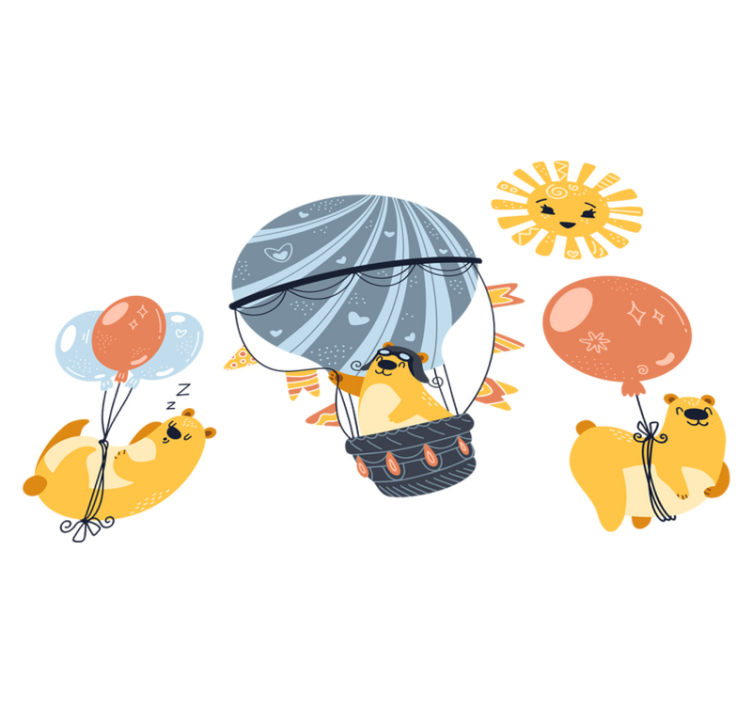 Vinyl teppe dyr med dyr som henger i ballonger - Tenstickers