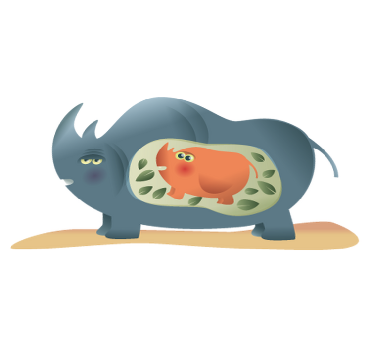 Vinyl teppe dyr gravid neshornmor - Tenstickers