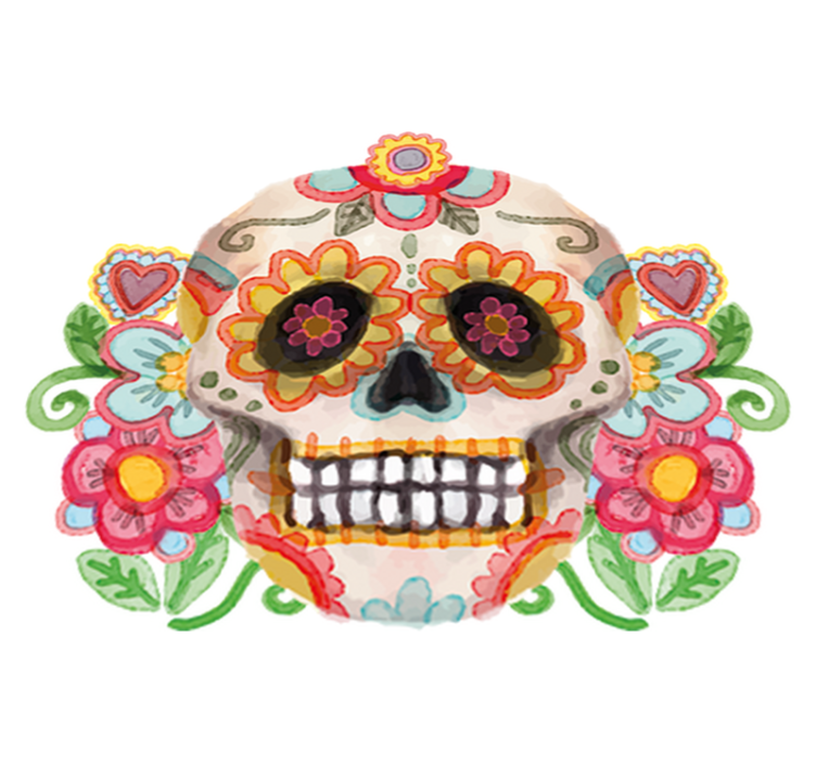 Halloween vinyl teppe aquarella blomsterhodeskalle - Tenstickers