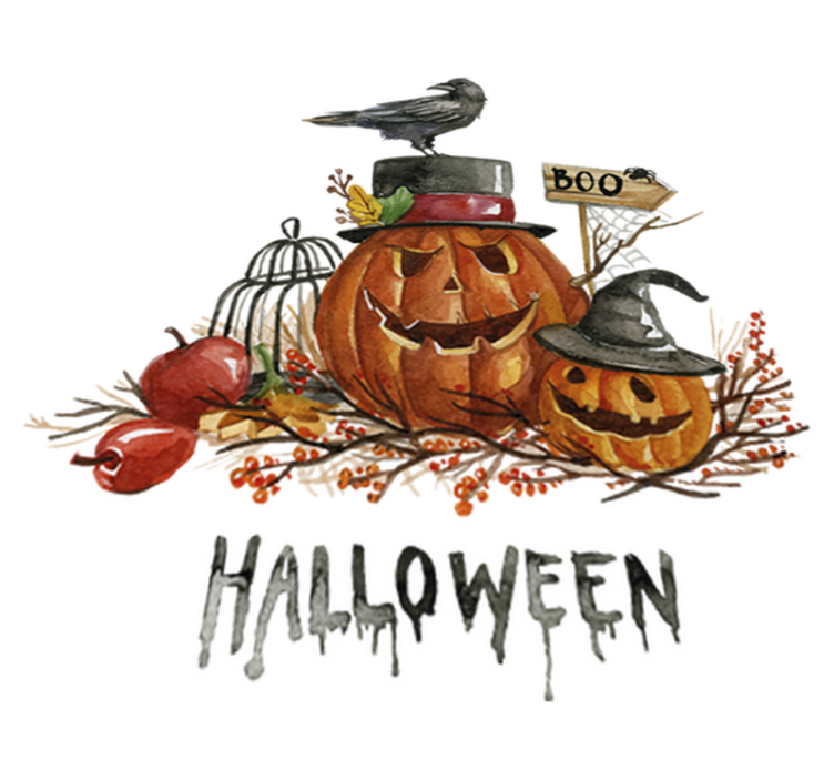 Halloween vinyl teppe med skremmende gresskar - Tenstickers