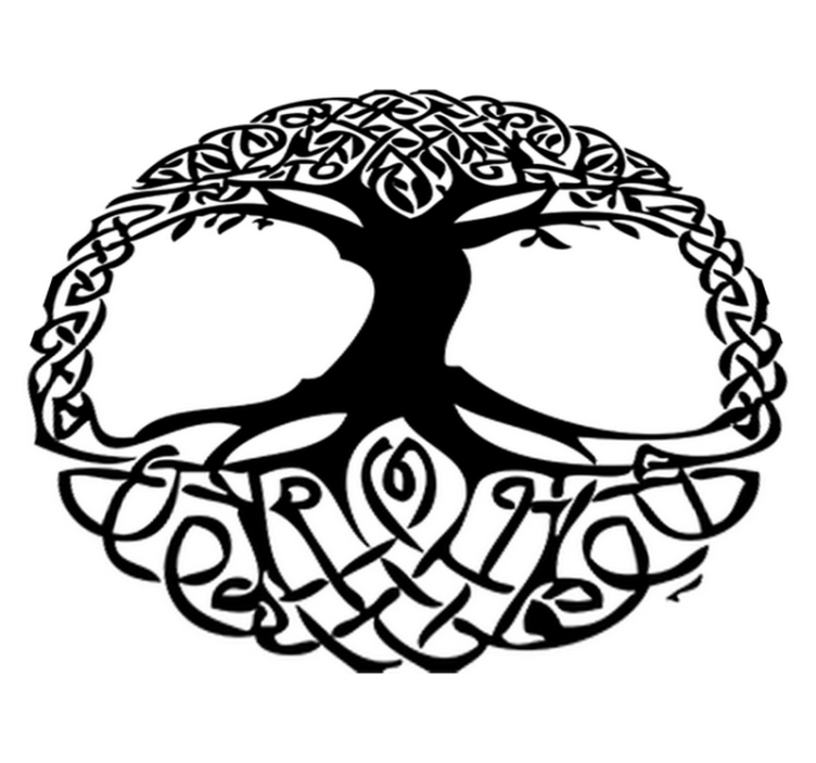 Vinyl teppe blomster og planter celta svart tre - Tenstickers