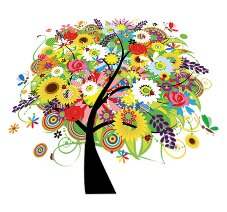 Sommertre vinyl teppe blomster og planter - Tenstickers