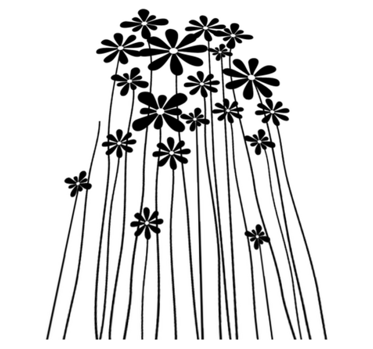 Store svarte blomster vinyl teppe blomster og planter - Tenstickers