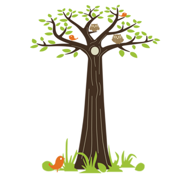 Ugler og trær vinyl teppe blomster og planter - Tenstickers