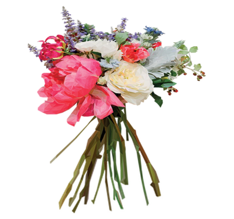 Geometrisk bukett vinyl teppe blomster og planter - Tenstickers