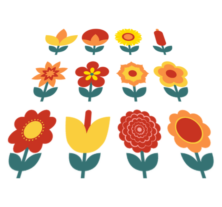 Vinyl teppe blomster og planter sommersamling - Tenstickers