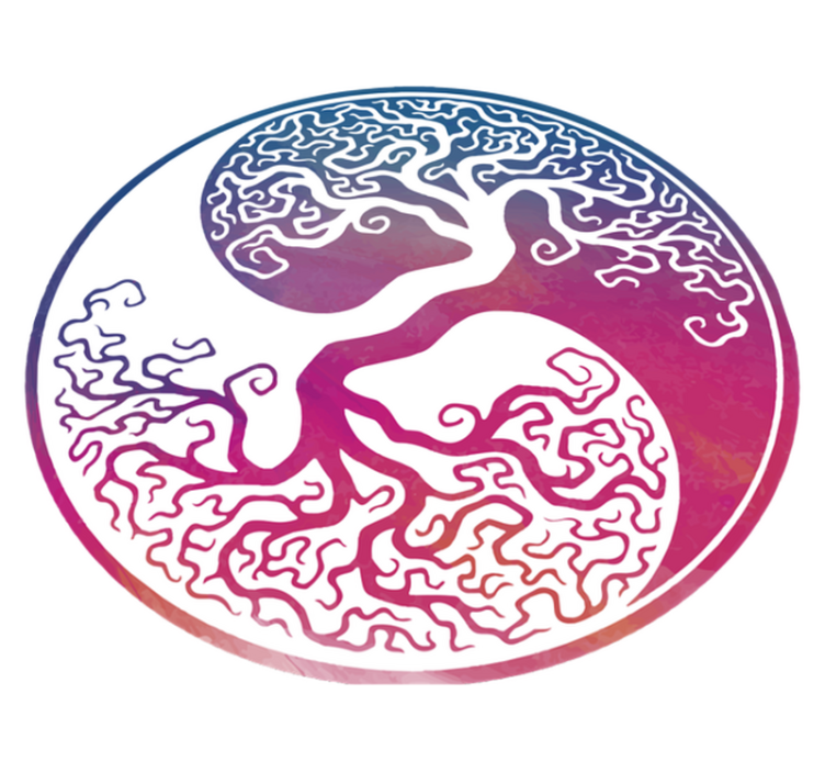 Vinyl teppe blomster og planter livets yin yang tre - Tenstickers