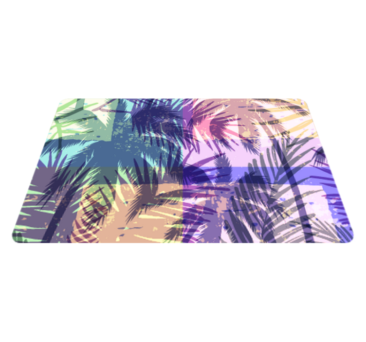 Retro palmemønster vinyl teppe blomster og planter - Tenstickers